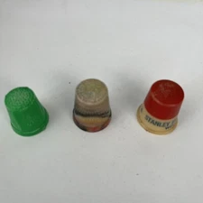 VINTAGE LOT OF 3 MOLDED PLASTIC THIMBLES