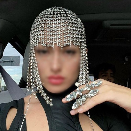 Punk Rhinestone Fringed Hair Chain Headband Crystal Bridal Headwear Headpiece - Picture 32 of 45