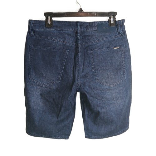 Hugo Boss Straight Fit Denim Shorts Mens 32 Dark Wash Mid Rise Bermuda Shorts - Picture 2 of 4