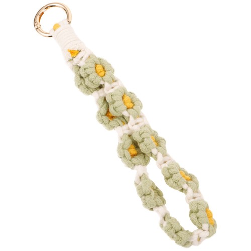 Phone Lanyard Wrist Strap Woven Phone Wrist Lanyard Keychain Flower Phone Charm - Photo 5/12