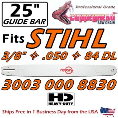 COPPERHEAD 25" Chainsaw PRO Guide Bar for STIHL 3003 000 8830 - 3/8 ...