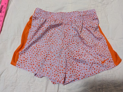 Nike Girls' Youth Size XLarge Dri-Fit Lined Shorts Purple Orange Dots Activewear