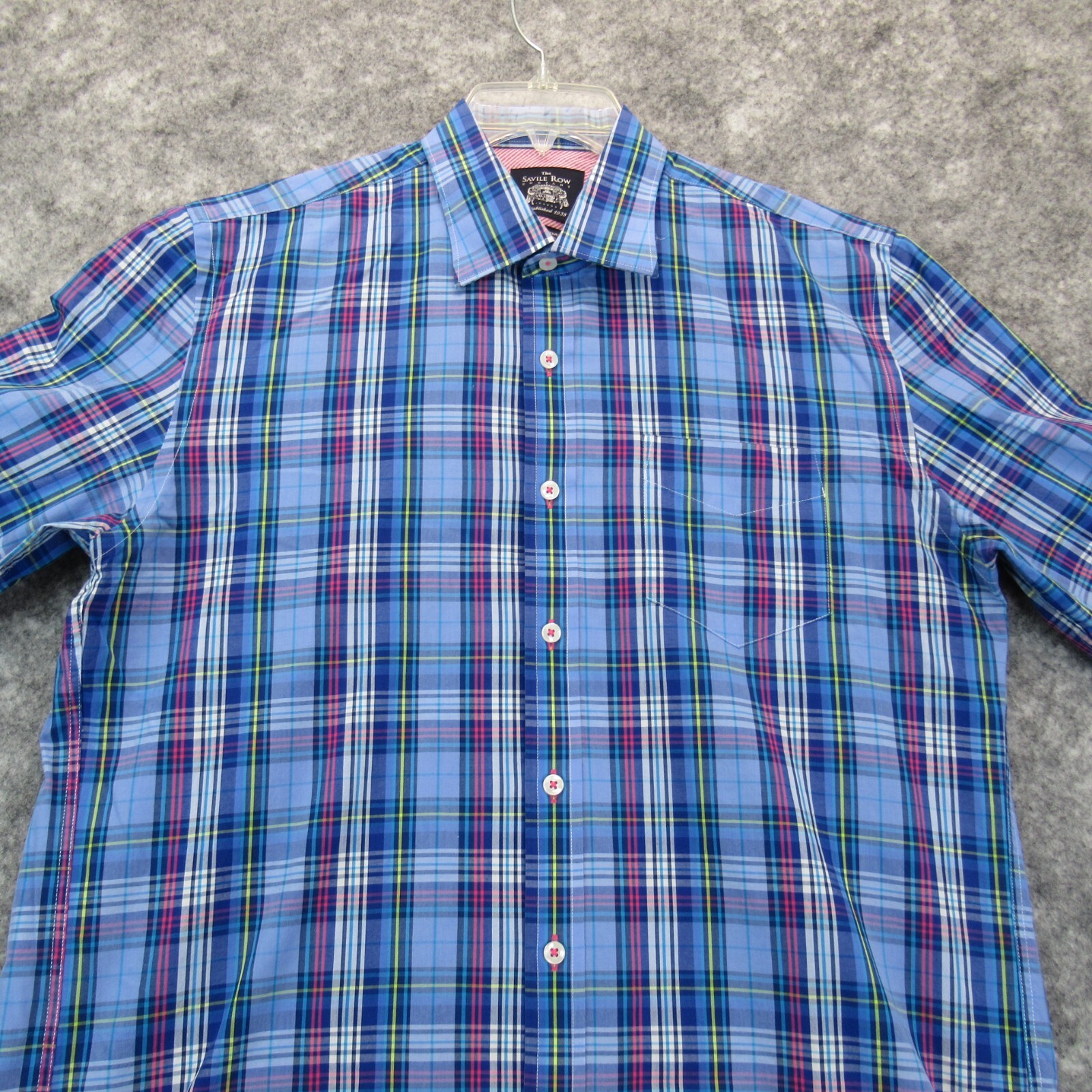 FILA Camicia da uomo The Savile Row Company grande blu con bottoni polsino manica lunga