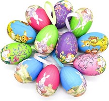 12 Pcs Colorful Paper Mache Easter Eggs Decorated Hanging Ornaments,DIY Crafts