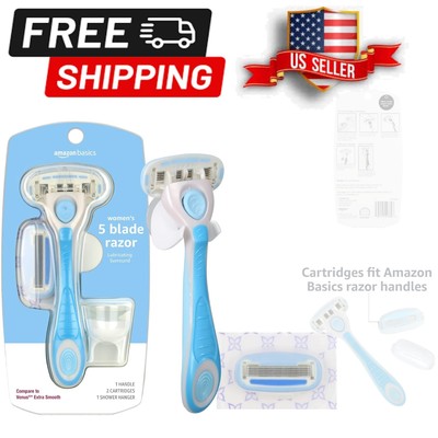 Comfort-Coated 5-Blade Razor for Women with 2 Refill Cartridges   Sensitive Skin