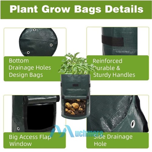 3Pack 7 Gallon Grow Bags NonWoven Pots Garden Vegetable Planting Bags for Potato - Picture 4 of 17