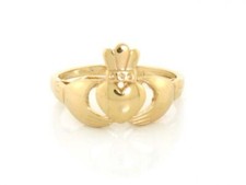 10k or 14k SOLID Yellow Gold CLADDAGH Ring