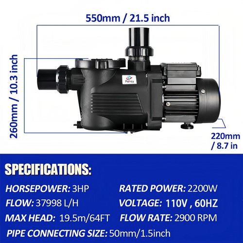 3.0HP In Ground Swimming Pool Pump Motor 2" thread NPT w/ Strainer For Hayward - Picture 4 of 12