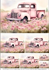 Pink Truck Minis | A4 Rice Paper | Paper for Decoupage | Decoupage Central