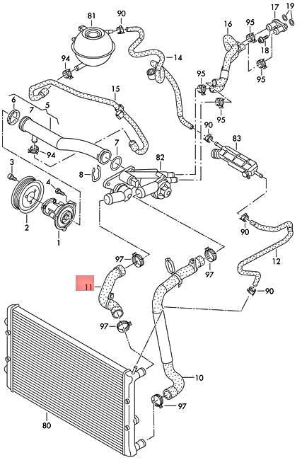 Genuine VW SKODA Polo Derby Vento-IND Coolant Hose 6RF122101J | eBay