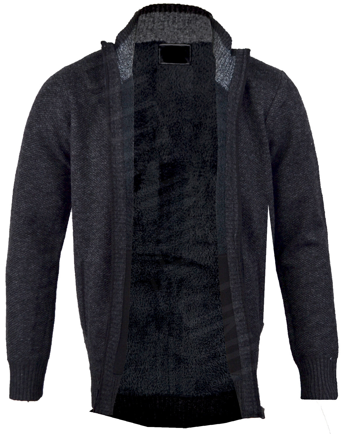 Mens Sherpa Lined Cardigan Jacket Zip 