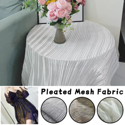 Sparkly Gradient Pleated Mesh Fabric Blended Knitted Crafts Clothes Sewing DIY
