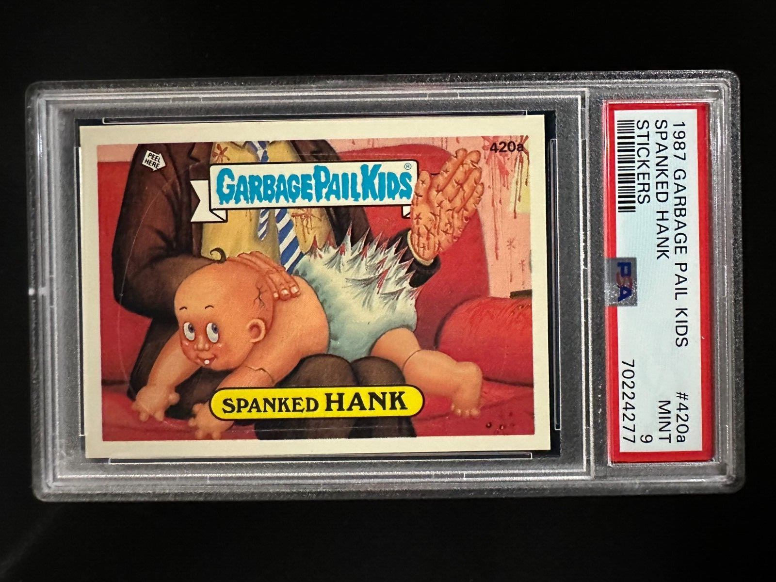 1987 Garbage Pail Kids #420a - Spanked Hank - PSA 9 view 1