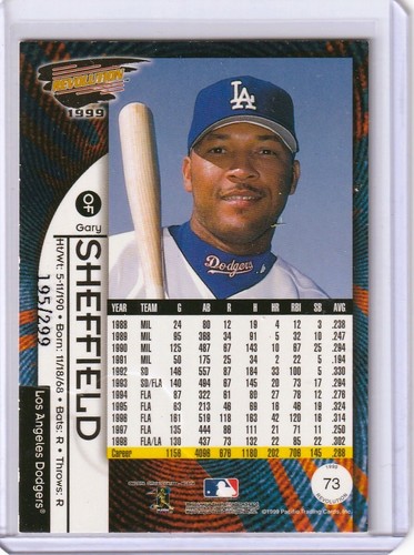 1999 Pacific Revolution Red /299 Gary Sheffield #73 - Foto 2 di 2