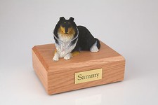 Tri-color Collie Pet Funeral Cremation Urn Avail in 3 Different Colors  4 Sizes