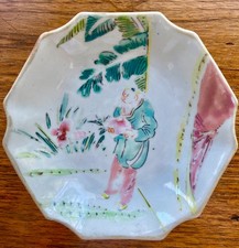 Antique Late QING Dynasty Chinese Hand Painted Famille Rose FIGURE Bowl 6.5" VGC