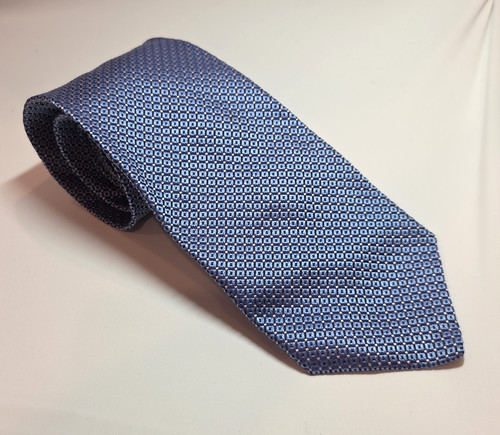 CORNELIANI COLLECTION Men’s Blue Geometric Pattern Silk Jacquard Tie 3.65x58"