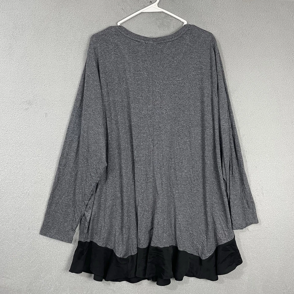 Top túnica mujer LOGO Lori Goldstein Plus 3X gris manga larga elástico Foto 4 de 4