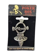 Vintage 1991 POISON Band Pin Badge Poker Rox Alchemy Carta England Deadstock NOS