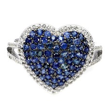 925 Sterling Silver Ring Blue Sapphire Round Diamond Cut Gemstone Jewelry Size 7