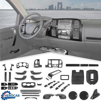  Carbon Fiber Car Interior Panel Trim Cover Kit For Chevy Silverado SIERRA 07-13