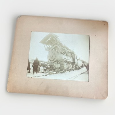 1898 Worcester MA Stacked Train Wreck Antique Photo N.Y. N.H. H. RR HISTORY BACK
