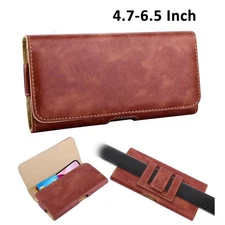 Horizontal Cell Phone Holster Pouch Case Leather Case Holder With Belt Cover US.