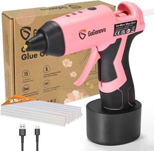 Cordless Glue Gun, 15s Fast Preheating 2Ah Cordless Hot Glue Gun with 25 Pcs ...