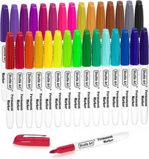Shuttle Art 30 Colors Permanent Markers, Fine Point, Assorted 30 