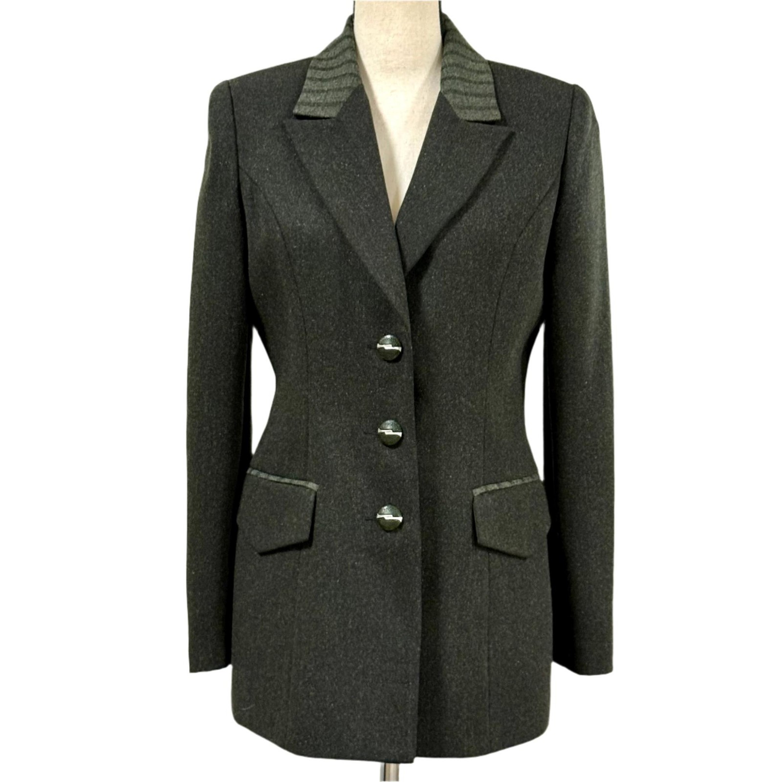 Vintage Structured Statement Wool Blazer Size 9 - image 1