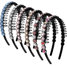 6 PCS Chic Flower Headbands Teeth Non Slip Beaded Crystal Hair Accessories