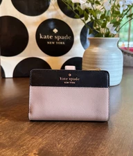 Kate Spade New York Madison Medium Compact Bifold Wallet Toasted Hazelnut Black