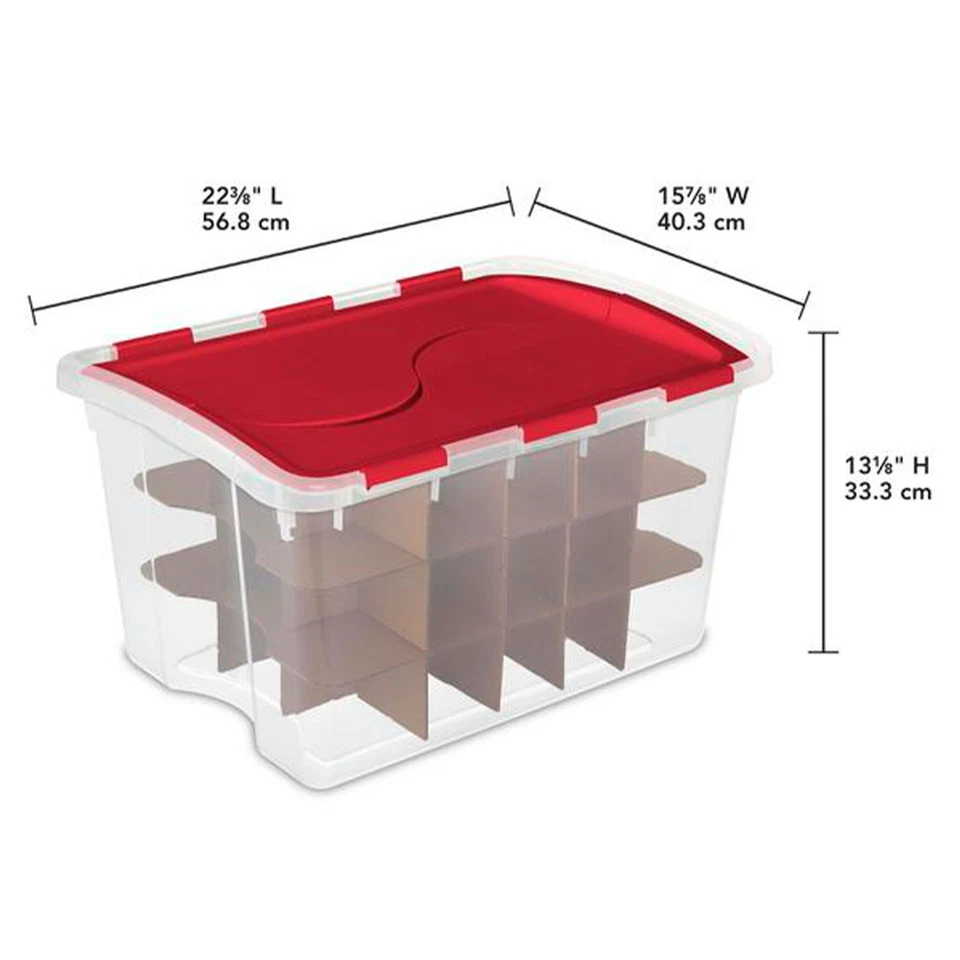 Sterilite 48 Quart Stackable Holiday Christmas 45 Ornament Storage Box (6 Pack) - Image 4 of 4