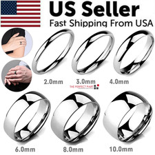 Tungsten Carbide Band Scratch-Proof Comfort Fit Polished Silver for Men Women