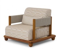 Gartensessel Modern Naturholz Beige Kissen Elegant Stilvoll Komfort