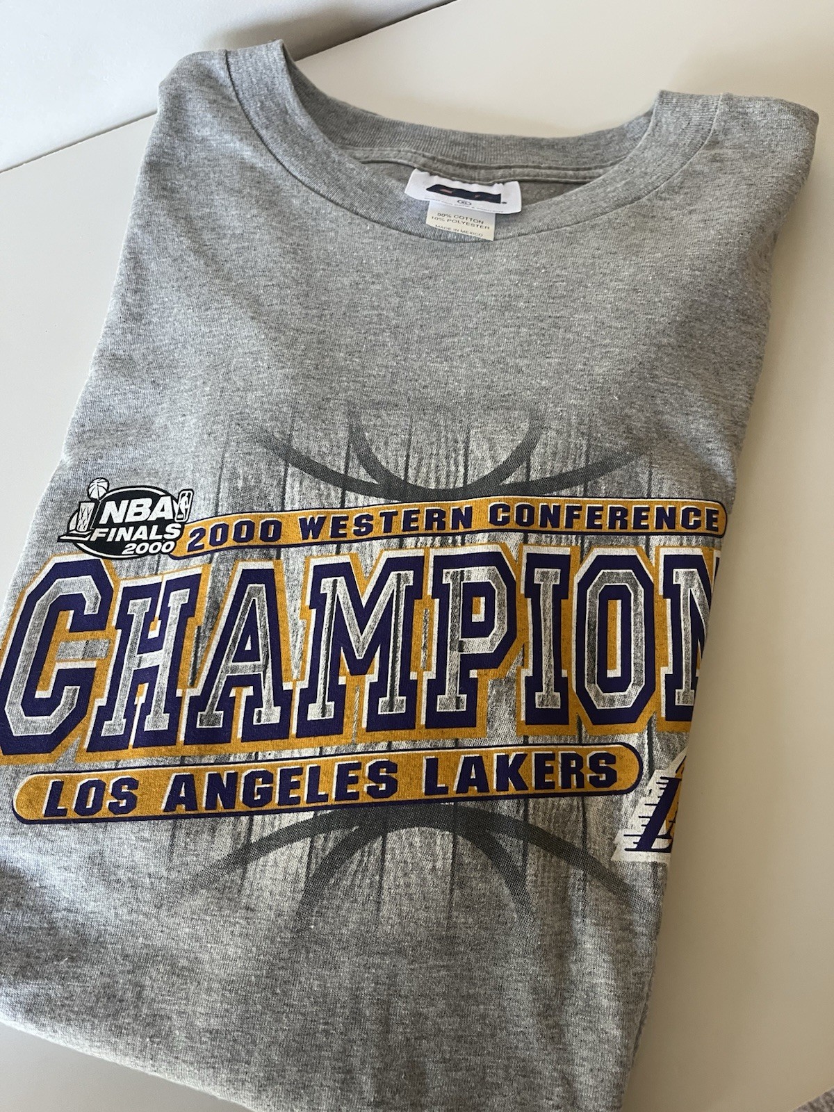 Vintage 2000 Gray XL Los Angeles Lakers Western Conference Champions Tee shirt