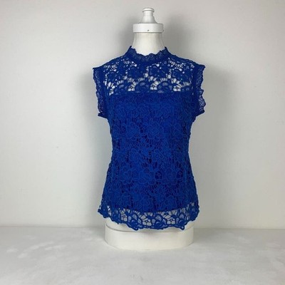 Nanette Lepore Elegant Blue Lace Top - Women's Size S, Perfect for Any Occasion