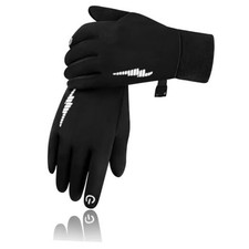 Kids Winter Gloves Warm Touchscreen Windproof Water Resistant 10-14T 1a-black