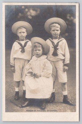 RPPC Prince of Wales Kinder Edward Albert Mary Matrosenanzüge um 1905 Downey