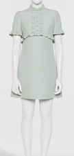 Valentino Italy Women's Green Ruffle Button Short-Sleeve Mini Dress Size 40