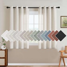 Elegant Natural Linen Curtains, Energy Efficient Set of 2, 52"W x 45"L
