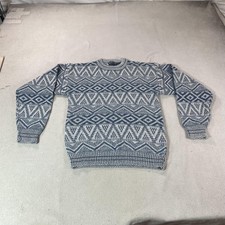 Canyon River Blues Sweater Youth Large 14-16 Blue Geometric Knit Fisherman Top