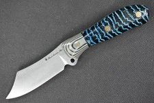 Busse Custom Trustee Warden .17” Satin INFI Blade, Grex Blue/Green Marble Handle