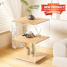 New 3-Tier Premium Wood & Acrylic Display Cabinet with Dust-Proof Cover US