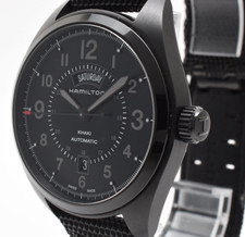 [NEAR MINT] HAMILTON H706950 Khaki Field Day Date AT Black PVD Men's Watch