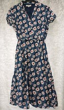 Seasalt Top Terrace Dress Size 14 Waist Belt V Neck Pockets Floral Design