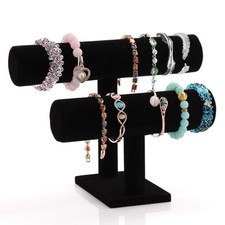 2 Tier Velvet Jewelry Stand Display, T-Bar Jewelry Organizer, Bracelet Holder.