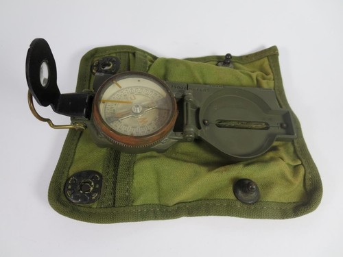 Korean War Era Brunson US Military M1950 Field Compass And Pouch - (#900-727)