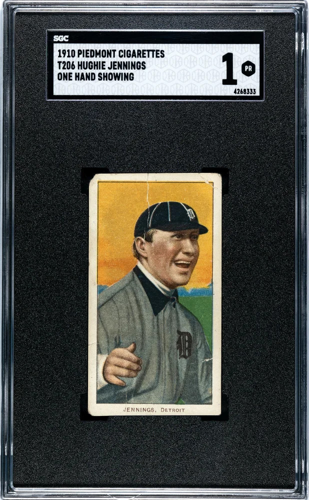 1910 Piedmont Cigarettes (T206) Hughie Jennings One Hand Showing SGC 1