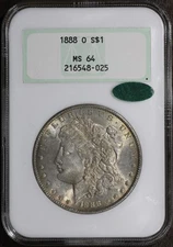 1888-O (MS64 CAC) Morgan Silver Dollar $1 NGC Fatty Old Holder - Better Date